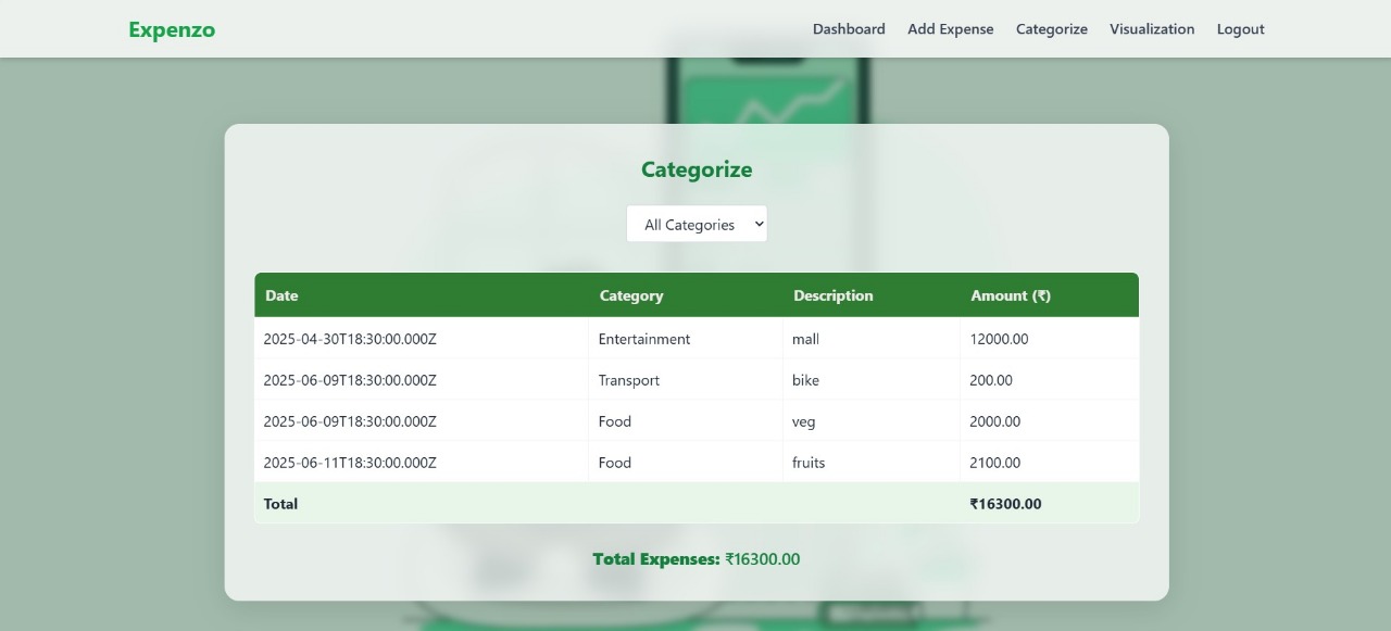 Expense Entry Screenshot